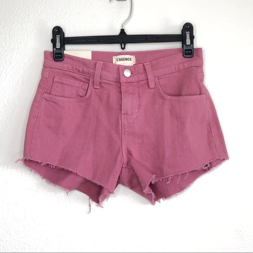 NEW L'AGENCE Audrey Mid-Rise Mi-Hauteur Denim Shorts Size 23